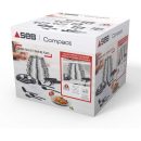 Seb Compact Inox Batterie de cuisine 20 pièces, Induction,, Casseroles , Sauteuse , Couvercles verre + conservation, Spatules, Poignées L953SK04