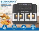 Sonashi Friteuse à Air Numérique Double Bac 10L 2600 W Digital multiprogrammes En inox SAF-110