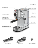Machine À Café À Bras 4en1 En Inox 19Bars 1450W Bomann ES 1198 CB