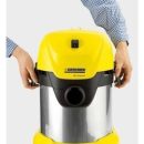 منفاخ كارشر - WD3 Premium مكنسة كهربائية متعددKarcher Aspirateur Souffleur - Wd3 Premium multi purpose vacuum Cleaner- - 1000 W - Jaune/Inox